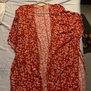 Red floral wrap